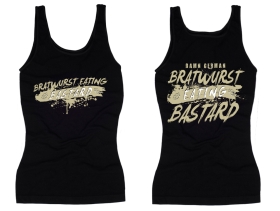 Frauen Top - Bratwurst eating Bastard - schwarz/beige Frauen Top - Bratwurst eating Bastard - schwarz/beige