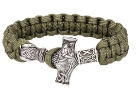 Armband - Paracord - Thorshammer mit Rune - 23cm - oliv