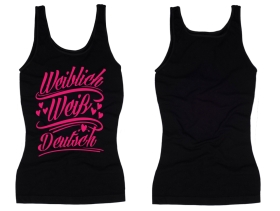 Frauen Top - weiblich/weiß/deutsch - schwarz/rosa Frauen Top - weiblich/weiß/deutsch - schwarz/rosa