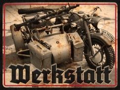 Holzschild - 30x40cm - Werkstatt - Wehrmachts Krad