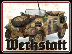 Blechschild - 12x18cm - Werkstatt - VW Kübelwagen