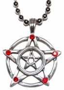 Halskette - Pentagram - rot - Variante 2