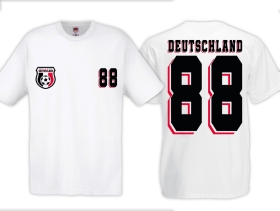 Frauen T-Shirt - Fußball - Deutschland - Trikot 88 - Motiv 1 - weiß Frauen T-Shirt - Fußball - Deutschland - Trikot 88 - Motiv 1 - weiß