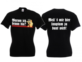 Frauen T-Shirt - Warum ich braun bin? 2 - schwarz Frauen T-Shirt - Warum ich braun bin? 2 - schwarz