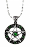 Halskette - Pentagramm - grüne Steine