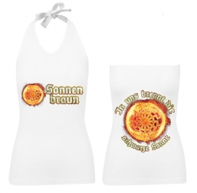 Frauen Neckholder Top - Sonnenbraun - Motiv 2 - weiß Frauen Neckholder Top - Sonnenbraun - Motiv 2 - weiß