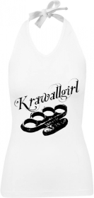 Frauen Neckholder Top - Krawallgirl - weiß - schwarz Frauen Neckholder Top - Krawallgirl - weiß - schwarz