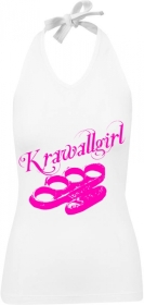 Frauen Neckholder Top - Krawallgirl - weiß - pink Frauen Neckholder Top - Krawallgirl - weiß - pink