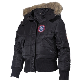 Kinder Polarjacke - Typ N2B - schwarz mit Kapuze & Fellkragen