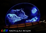 LED Acryl-Glas Bogen - Wölfe unter dem Mond